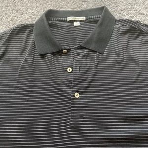 Peter Millar Black and White Striped Polo Shirt